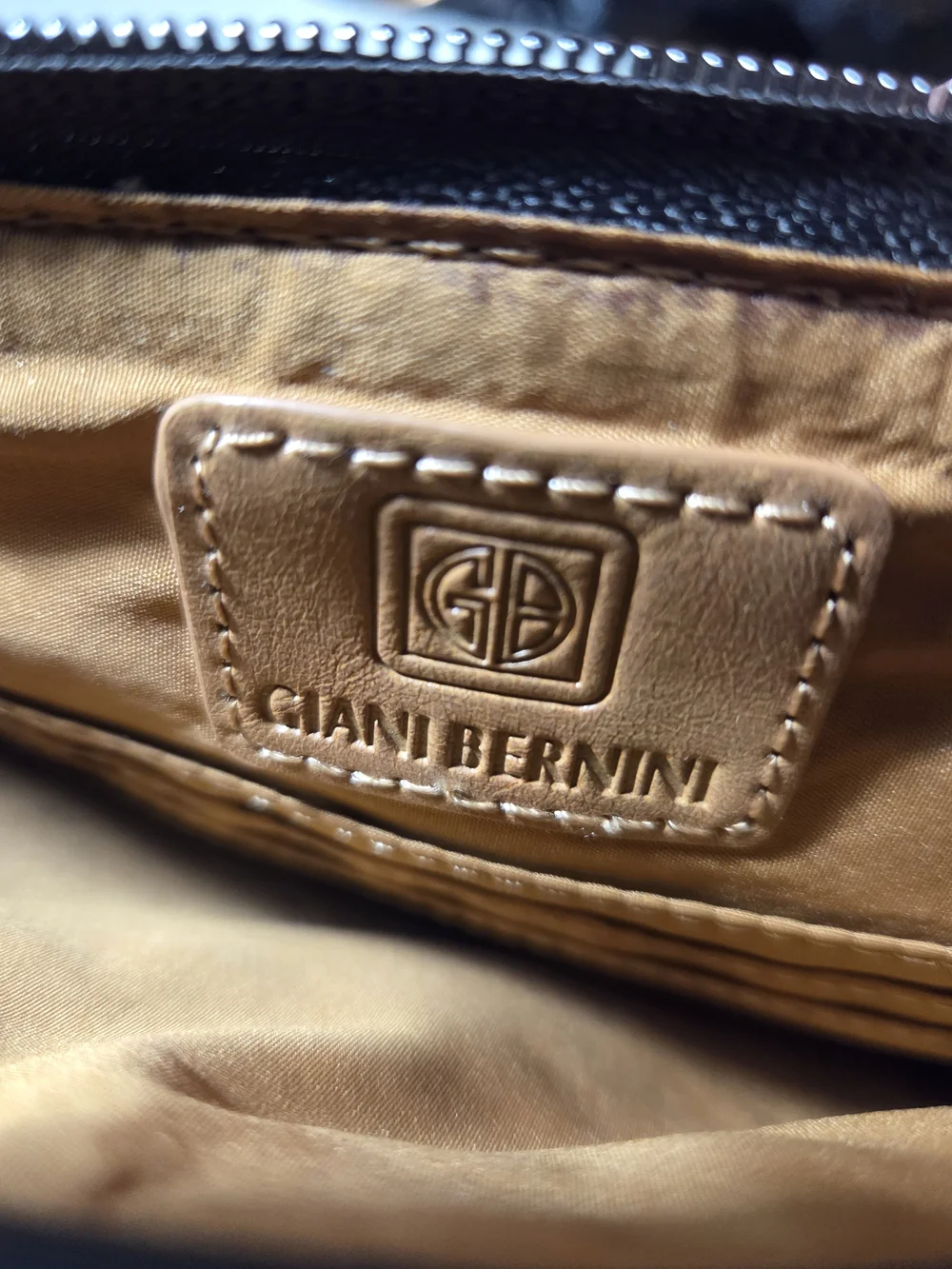 Giani Bernini Brown Monogram Wristlet with Tan Trim